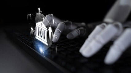 AI artificial intelligence powers digital banking with virtual assistants and fintech tools for...