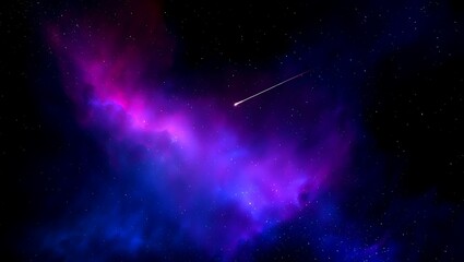 Cosmic Dreams: Shooting Star Across a Vivid Nebula Landscape, Ethereal Galaxy: A Stunning Display of Cosmic Colors and a Dazzling Meteor