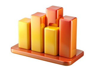 Understanding business growth bar chart diagram for financial data analysis and market trends visualization isolated on transparent background