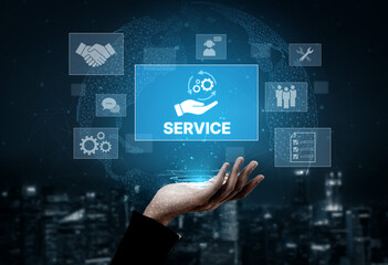 Customer service and support workflow with cooperation, communication, maintenance, and checklist...