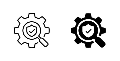 Obraz premium Loupe and secure icon. Vulnerability searching
