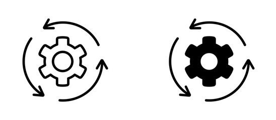 Business strategy, cog and rotating arrow icon