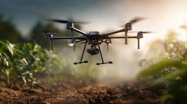 Smart agriculture with drone monitoring, representing tech-driven farming