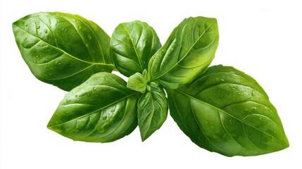 Fresh basil leaves, isolated on white background