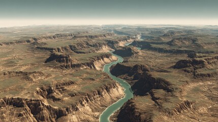 an expansive canyon etched by a winding river