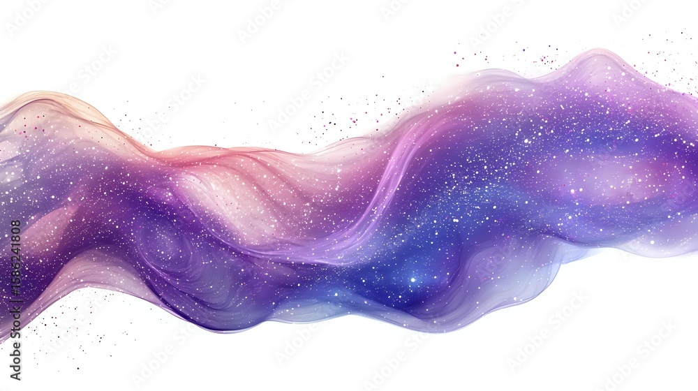 Poster ethereal flowing waves in purple and blue cosmic colors with delicate pink highlights create dreamy 