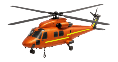 Rescue helicopter with dual rotors and external winch