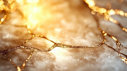 Golden glowing abstract background with shimmering bokeh lights and metallic texture creates luxurious festive mood for holiday designs and celebrations.