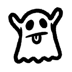 boo boo ghost PNG Handdrawn Cartoon Doodle Clipart Kawaii Black and White Outline Elements in Fun Sketch Style for Kids, Notes, Scrapbook, or Digital Design