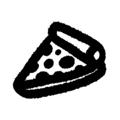 pizza PNG Handdrawn Cartoon Doodle Clipart Kawaii Black and White Outline Elements in Fun Sketch Style for Kids, Notes, Scrapbook, or Digital Design