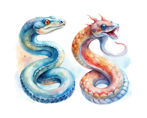 watercolor Snake vector illustration isolated on white background