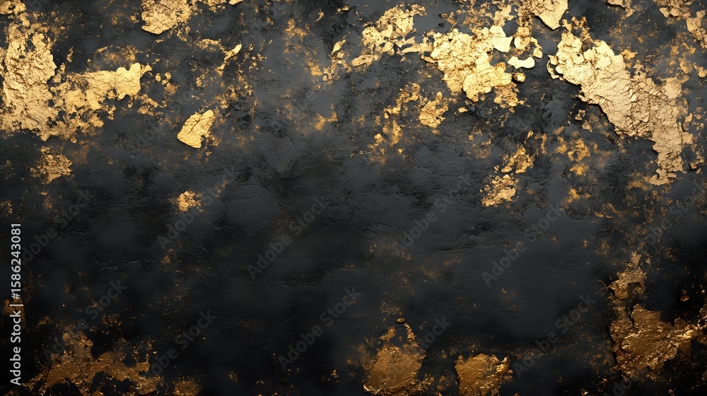 Aufkleber luxurious black and gold marble texture with natural patterns. abstract dark background with golden 