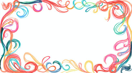 Hand-drawn ribbon swirl frame in festive colors, ideal for digital stickers, transparent background