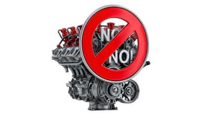 No Engine! sign, isolated on white background --ar 16:9 --v 7.0