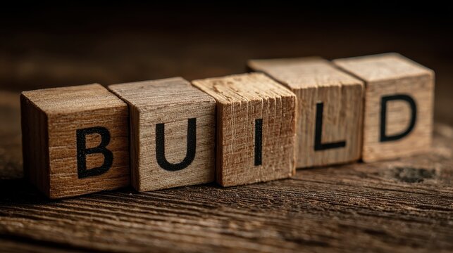 Create a strong brand identity. The image shows wooden blocks spelling "Build" and "Brand," emphasizing the importance of building your brand.