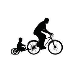 Obraz premium Handcycle Dad Riding With Child Bike Minimal Fathers Day Vector 