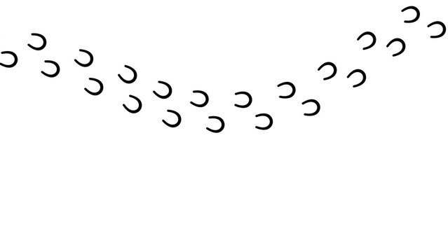 Path footprints of shod horse, pony. Track of horseshoes of donkey, mule. Shod hooves. Silhouette. Horse trail. Black Vector isolated on white. For print, textile, postcard, design, games, pet store.