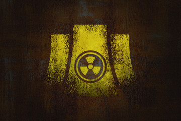 Vector banner on the theme of nuclear war, disaster at the nuclear power plant with a sign of...