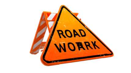 Road Work Ahead sign, isolated on white background 