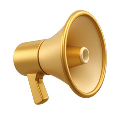  3D golden megaphone isolated on transparent background