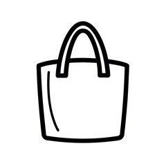 Canvas Tote Bag Line Art Vector Icon on White Background