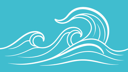 Obraz premium Abstract White Line Art Ocean Waves Teal Background