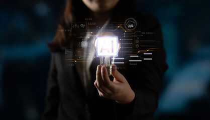 AI core technology presented with digital circuit connections, symbolizing AI systems, processing...