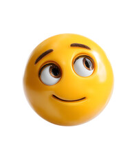 Fototapeta premium Slightly Smiling, 3D emoji style, expressive facial illustration, isolated on white background 