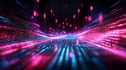 Futuristic stream of data flowing through cyberspace