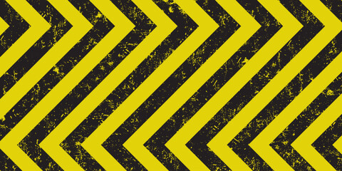 CAUTION sign. arrow yellow and black color with texture. The hazard warning for text and symbols filled.