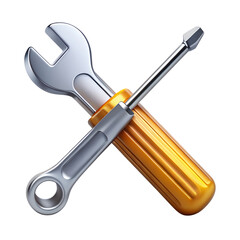 wrench and screwdriver isolated on white background. PNG Transparent file type with high definition quality And vibrant color grading Available.