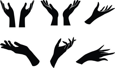 Expressive hand silhouette vector for gestures, signs, and creative design concepts