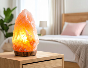 Cozy Himalayan Salt Lamp in Bedroom