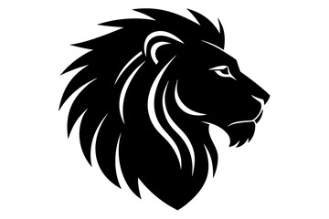 Hyper-Realistic Lion Head Logo &ndash; Side Profile Vector on Silhouette 