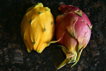 red and yellow dragon fruit,