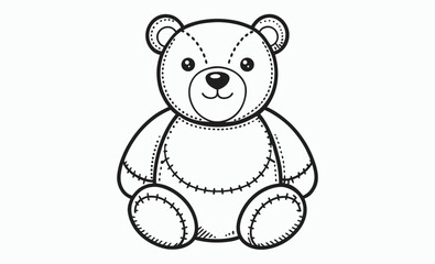 Teddy bear outline, cute toy sketch, bear line vector, Teddy bear line art vector, Cute teddy outline icon 
