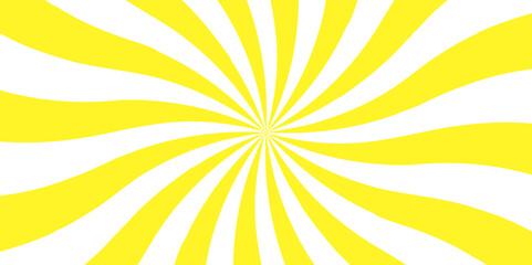 Spiral radial striped backdrop design. Retro abstract explosion white and yellow vintage ray sunrise star sunbeam texture. Abstract rays retro starburst background. Yellow sunburst twist pattern