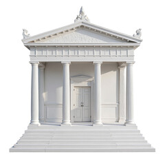 Obraz premium White Classical Temple Facade Isolated on White Background