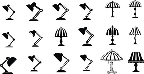 table lamp silhouette vector illustration on white background