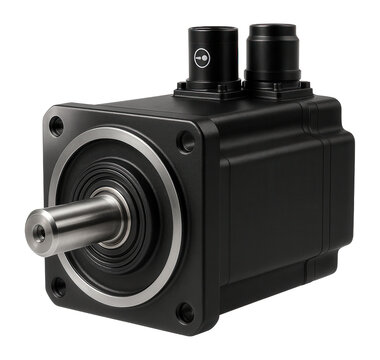 High-torque servo motor with a rugged, sealed enclosure and a robust shaft for outdoor industrial applications.