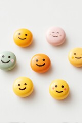 Naklejka premium collection of diverse emojis arranged neatly on white background each expression showcasing unique emotions