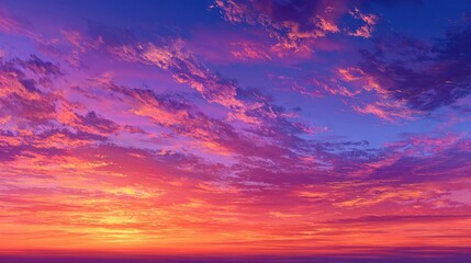 Fototapeta premium Vibrant sunset horizon with purple and orange gradient sky