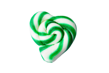 a green and white swirly candy on a white background