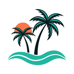 vector illustration of a tropical beach