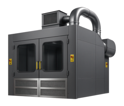 High-capacity spray booth with a closed-loop ventilation system for an automotive assembly line