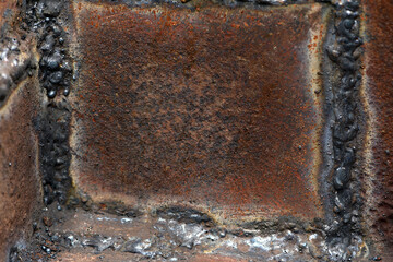 old iron sheet. Rusty metal surface and crooked welds. Rusty steel. vintage style. rusty iron. for...