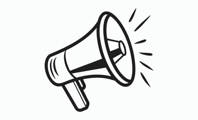 Megaphone icon silhouette, megaphone icon sketch, car horn silhouette, minimal audio symbol,  minimal car horn icon vector illustration  