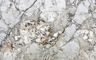 This detailed marble texture features a complex mix of white, grey, and black tones, creating a striking surface pattern with visible cracks and granular details
