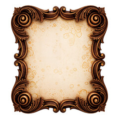 Ornate Wooden Frame with Aged Paper Moldura de madeira ornamentada com papel envelhecido