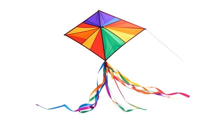 Colorful diamond-shaped kite with vibrant ribbons (1)
